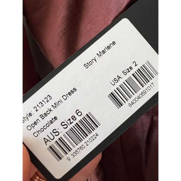 NWT Shona Joy Marlene Linen Open Back Mini Dress in Chocolate - Picture 7 of 9